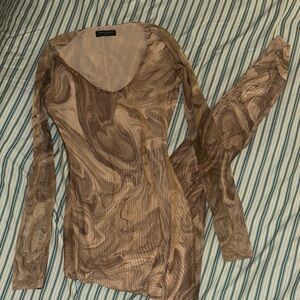 Naked Wardrobe Earthy Swirl Long Sleeve Jumpsuit